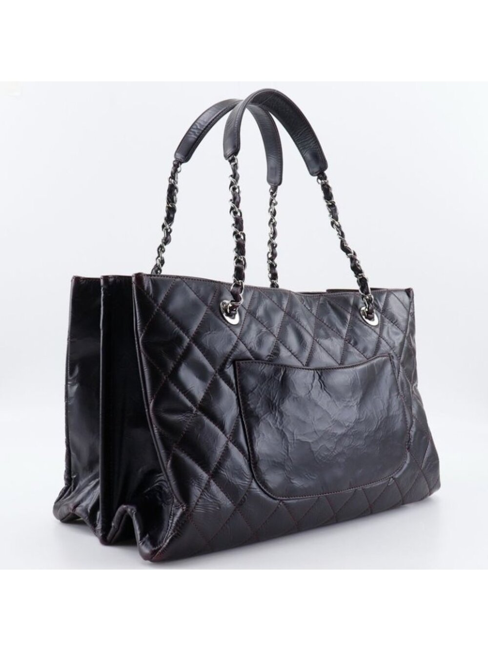 Chanel Grand Shopping Tote XL Quilted Chain Wrinkled Patent - Picture 3 of 10